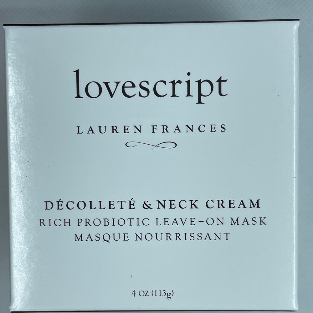 Lovescript 
décolleté & neck cream leave-on mask